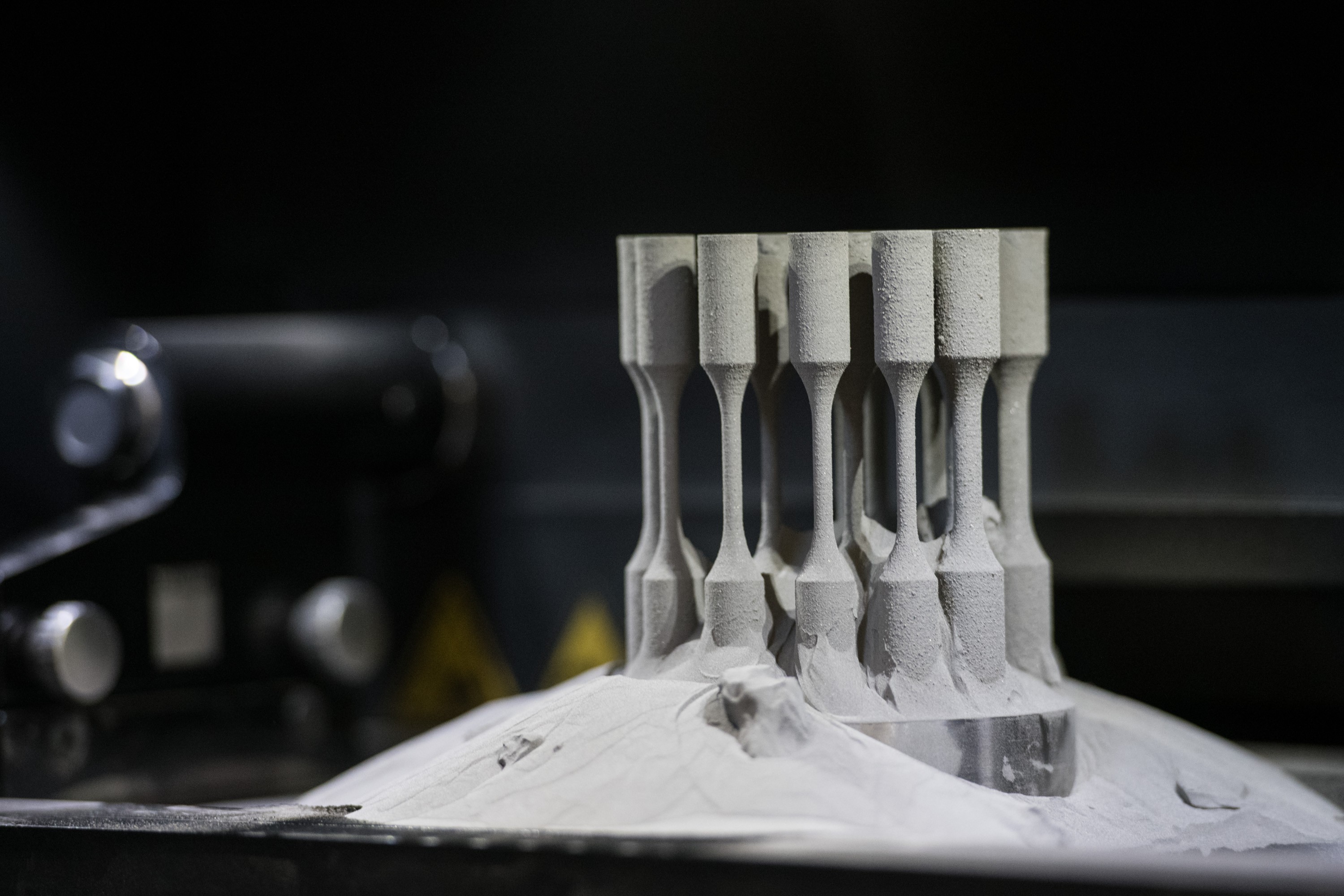 Metal 3D printed parts in powder bed